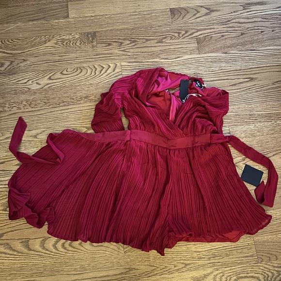 Lulus Pleated‎ Long Sleeve Skort Romper - Picture 7 of 11